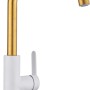 baliv Küchenarmatur KI-1931 in Weiß-Gold, Einhebelmischer mit schwenkbarem Auslauf.