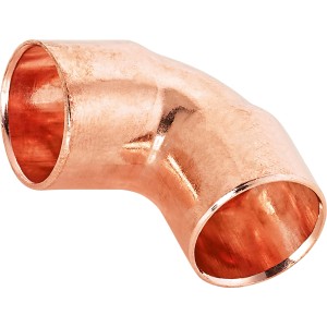 Löt-Winkel, Ø 15mm, aus Kupfer, 90-Grad-Bogen für Kupferrohr-Verbindungen.