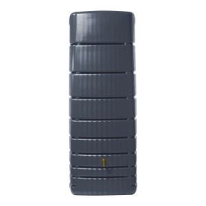 4rain Slim Regenwassertank 650 l in Graphitgrau mit Auslaufhahn.
