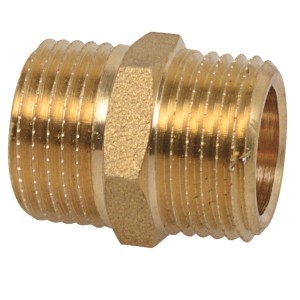 Kirchhoff Doppelnippel, 33,3 mm (1 AG), blank, aus Messing für Gewindefittings.