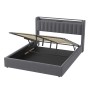 okwish Polsterbett mit Bettkasten LED-Licht Jugendzimmer 160x200cm Grau