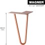Wagner Möbelbein Hairpin, 200 mm, Pearl Brass, aus Stahl, für Möbelbau im Retro-Look.