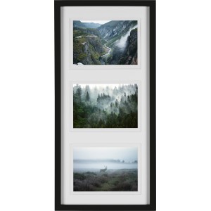 Schwarzer MDF-Bilderrahmen für 3 Fotos, 23x50 cm, ideal als Wanddeko.