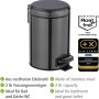 Wenko Kosmetik-Treteimer Leman, 3 l, Metallic-Schwarz, aus Edelstahl für Bad & WC.