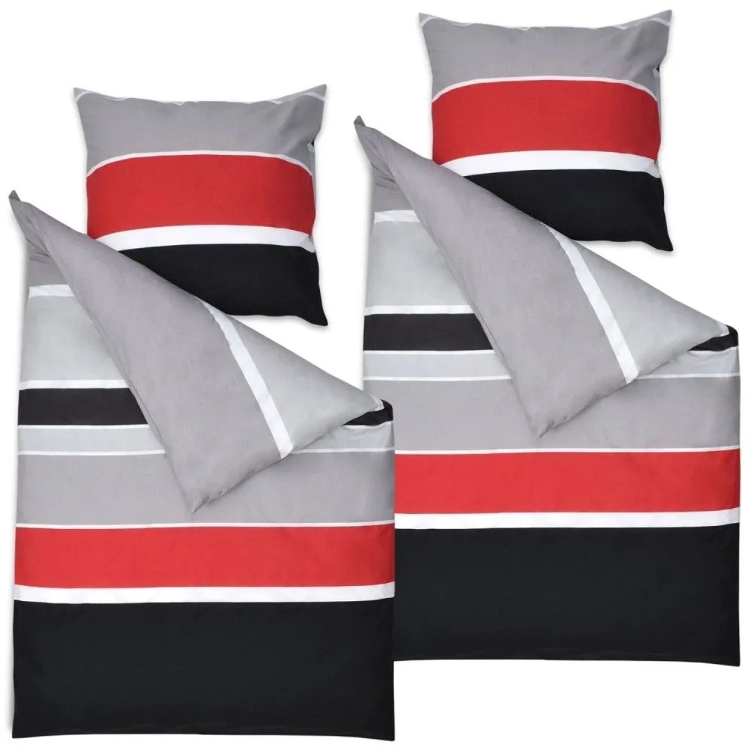 Beautissu Delia Bettbezug 155x220cm + Kissenbezug 80x80cm Gestreift Renforcé 4tlg kaufen bei OBI