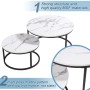 okwish Beistelltisch mit Stapelbarem Metallrahmen Wohnzimmer 87x 87x13cm Schwarz_4
