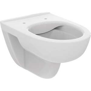 Weißes, spülrandloses Ideal Standard Wand-WC i.life A aus Kristallporzellan.