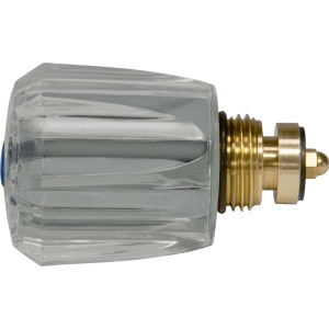 Acrylgriff, 26 mm, klar, mit blauer Kaltwasserkennzeichnung, Ersatzteil für Armaturen.