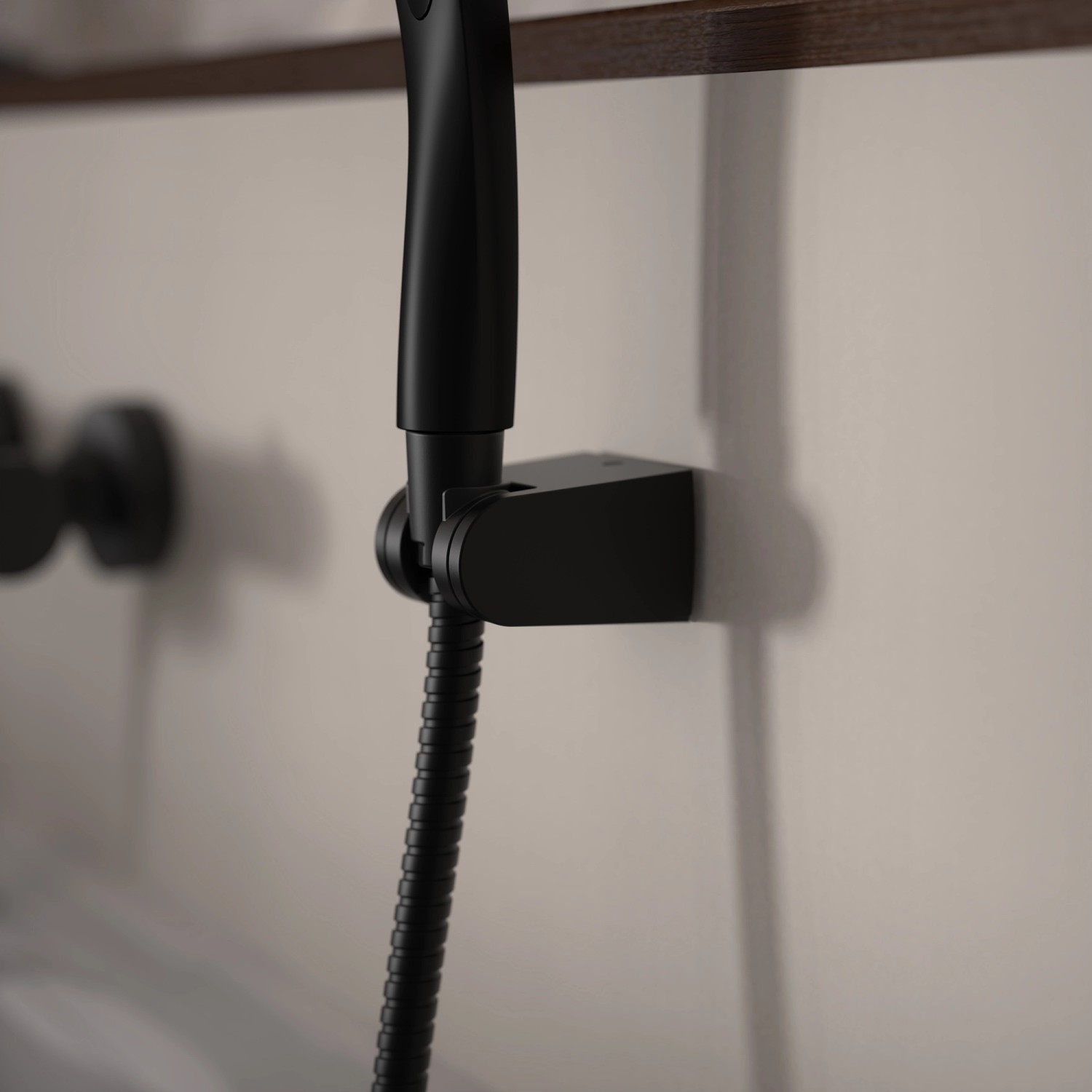 Schütte Brausehalter für Wandmontage, schwarz matt. Duschzubehör für Handbrausen.