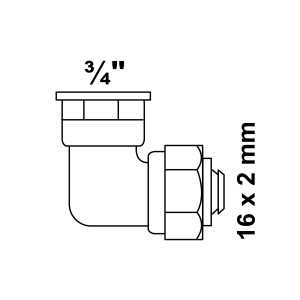 Kirchhoff Winkel 90° Klemmfitting, 16 mm x 24,2 mm (3/4 IG) für MSVR Blank