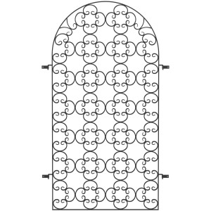 Schwarzes Eleo Rankgitter Rosa, 200x110 cm, aus Schmiedeeisen für Pavillons und Kletterpflanzen.