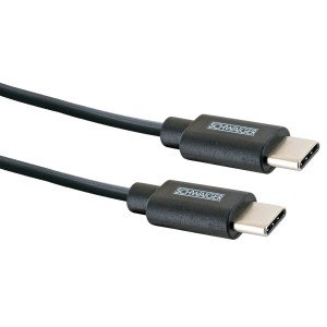 Schwaiger USB-C Kabel, 2m, schwarz, zum Laden und Synchronisieren von Geräten.
