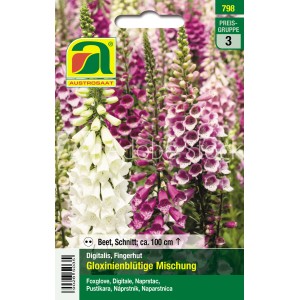 Austrosaat Fingerhut Gloxinienblütige Mischung, mehrfarbig. Blumensamen für Beet und Schnittblumen.
