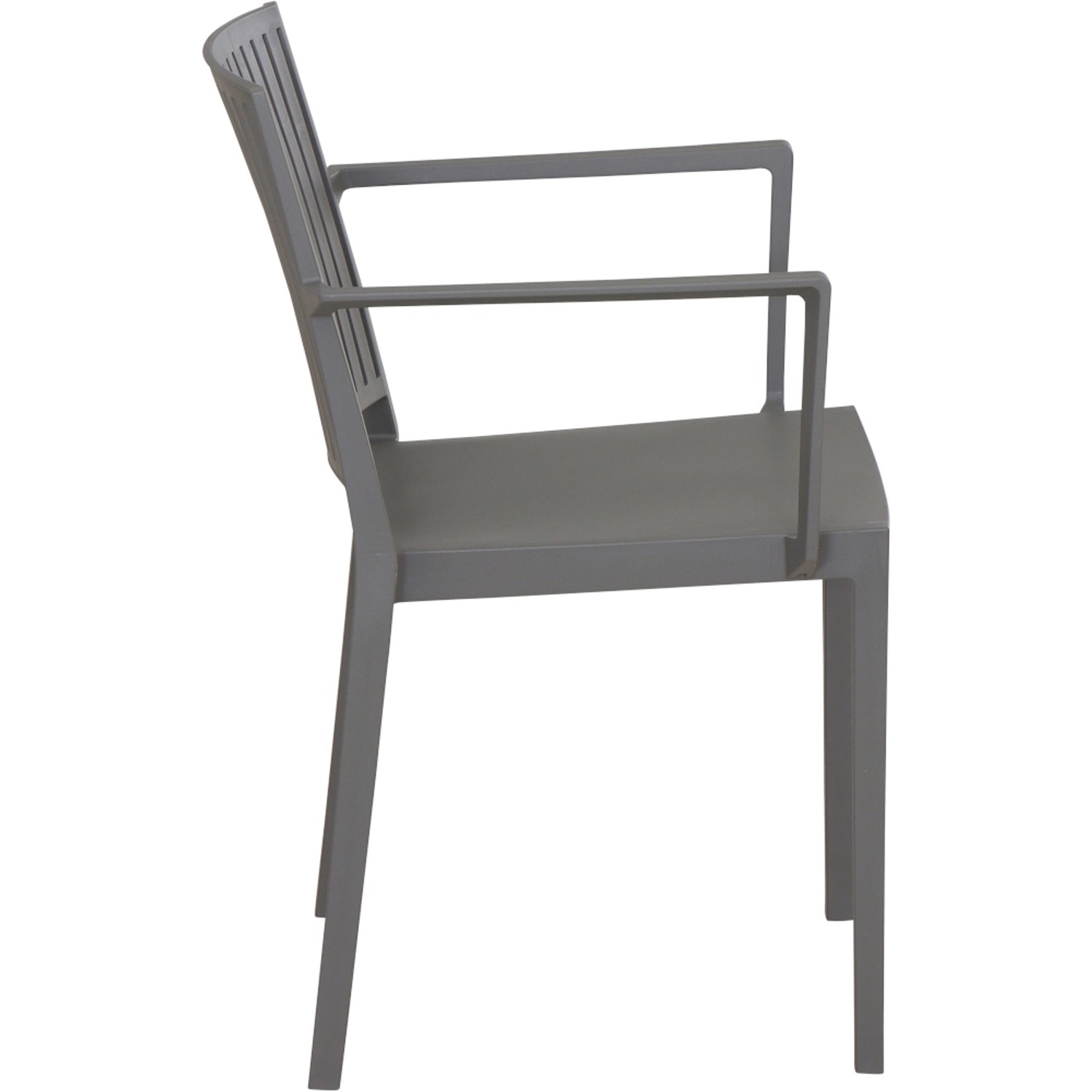Siena Garden Lane Stapelsessel, grau, Seitenansicht. Moderner Gartenstuhl für Balkon und Terrasse.