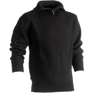 Schwarzer Herock Pullover Njord XL aus Rippstrick mit kurzem Reißverschluss.