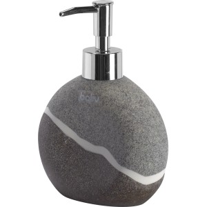 Grauer baliv Seifenspender mit Sandeffekt und Chrom-Pumpe für Bad & Küche.