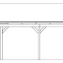 Technische Zeichnung: Skan Holz Carport Fichtelberg, Maße und Details zum Aufbau.