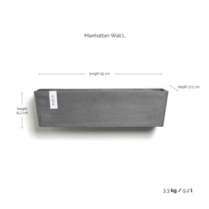 Ecopots Pflanztopf Manhattan Wall L Grau 55 cm x 15 cm