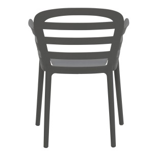 Gartenstuhl Formello aus Kunststoff in Anthrazit, Rückansicht mit horizontalen Streben.