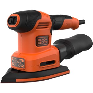 Black+Decker Multischleifer BEW200K, 200W, 4-in-1 Schleifmaschine in Orange und Schwarz.