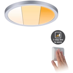Einbaupanel Areo VariFit, 15W, chrom matt, mit 3-Stufen-Dimmfunktion und Wandschalter.