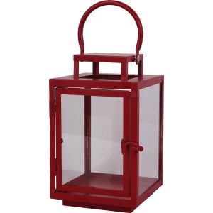 Rote Metall Laterne, 22,5 cm hoch, für stimmungsvolle Beleuchtung im Innen- und Außenbereich.