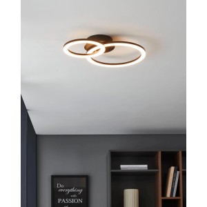 Moderne LED-Deckenleuchte Parrapos-Z von Eglo in Weiß und Schwarz mit runden LED-Profilen.