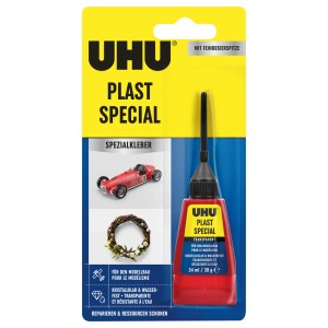 Uhu Plast Special Modellbau-Kleber, transparent, 30g, mit feiner Dosierspitze.