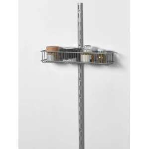 Weißer Metall-Drahtkorb, 2-reihig, 10,5x43,5 cm, zur Aufbewahrung an Regalsystem.