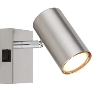 Nickel-farbiger Globo Strahler Robby, 1-flammig, mit Wippschalter. Modernes Design für Innenräume.