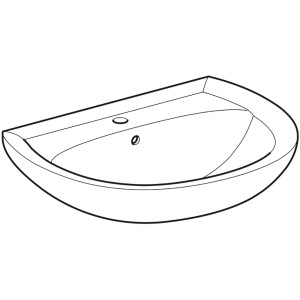 Geberit Renova Handwaschbecken, 65 cm, Bahamabeige, mit Hahnloch und Überlauf.