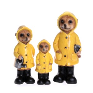 Deko-Figur Erdmännchen mit Regenmantel 23,5 cm