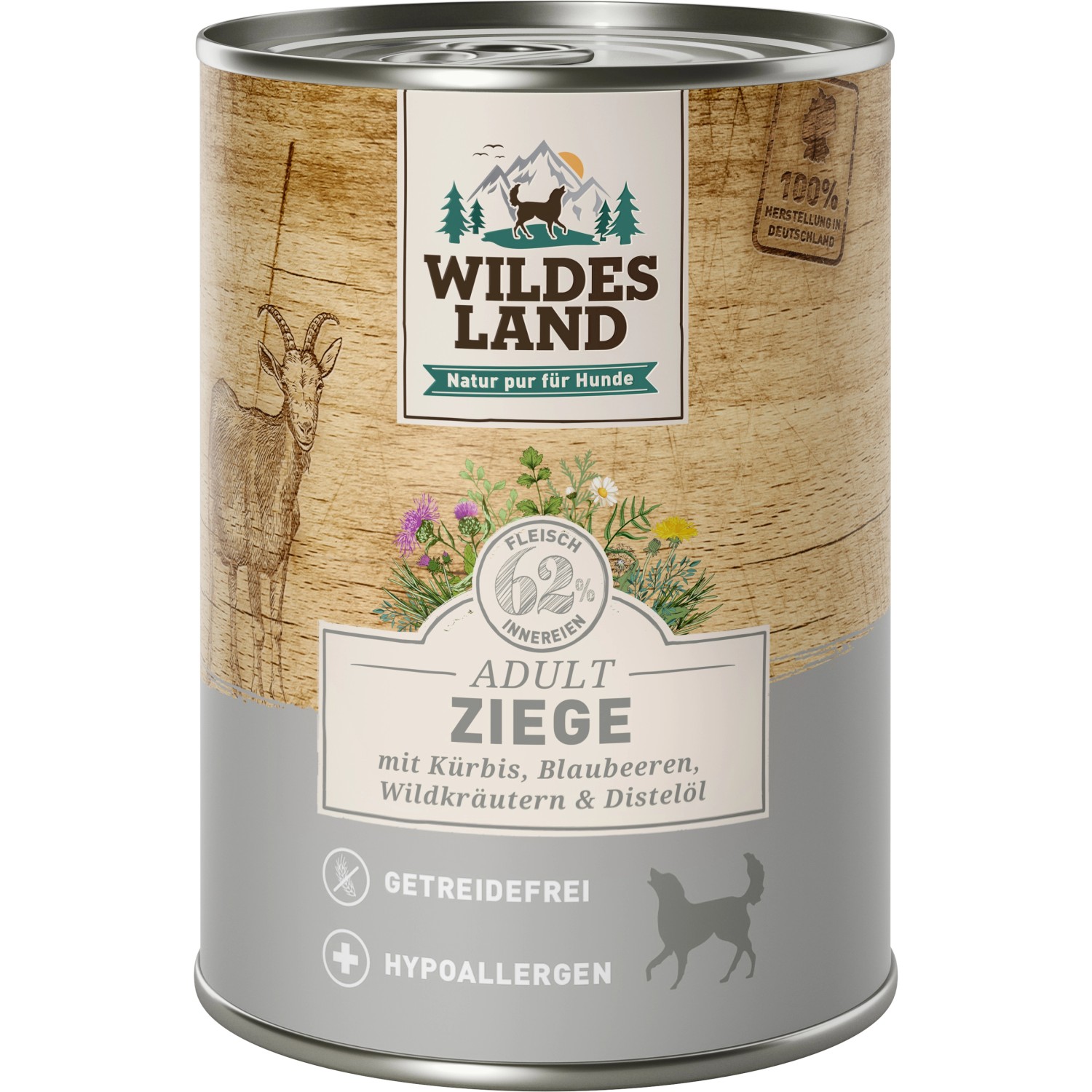 Wildes Land HundeNassfutter Ziege mit Kürbis und Distelöl 400 g kaufen