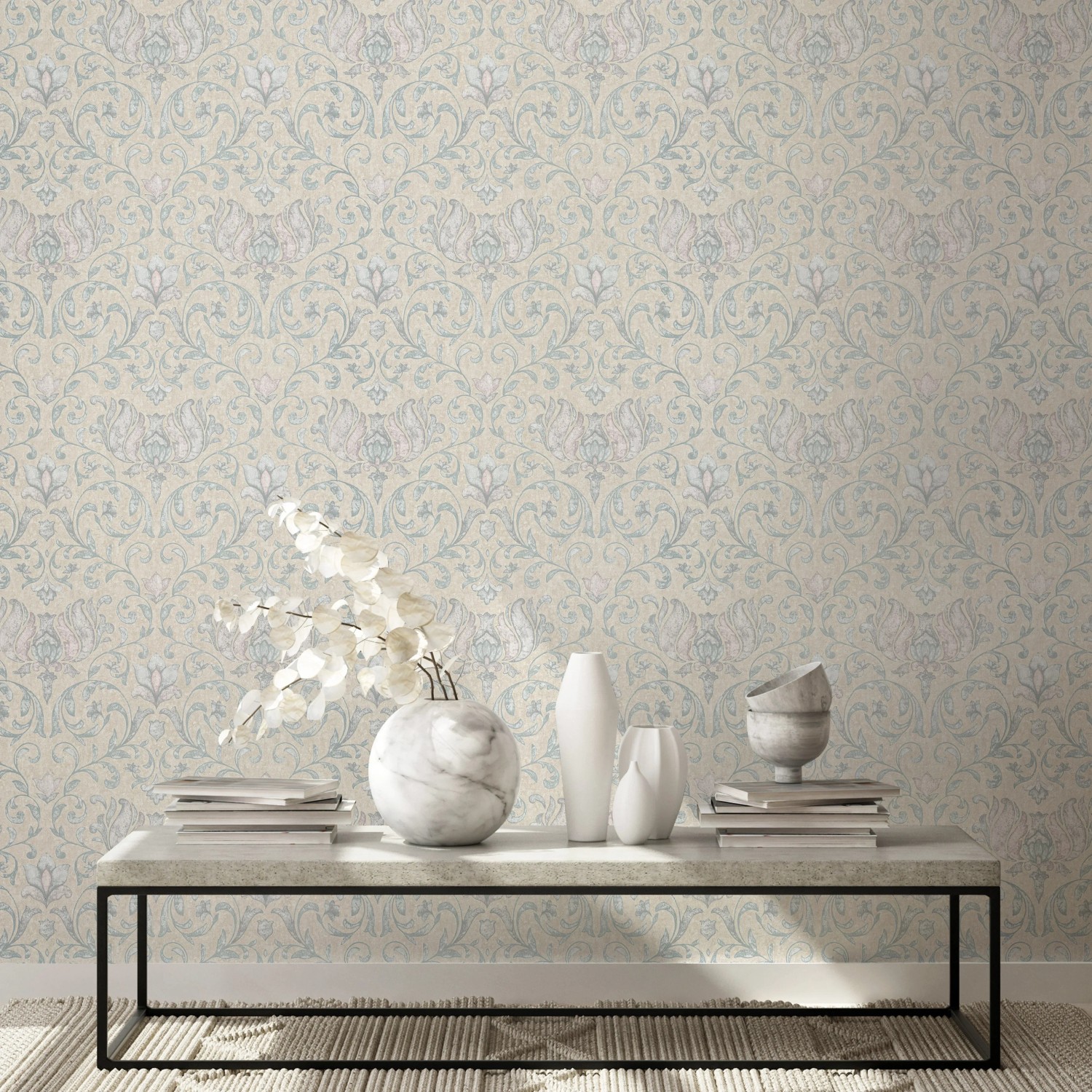 Marburg Vliestapete Landhausstil Floral Modern 10,05 m x 0,53 m Beige-Blau kaufen bei OBI