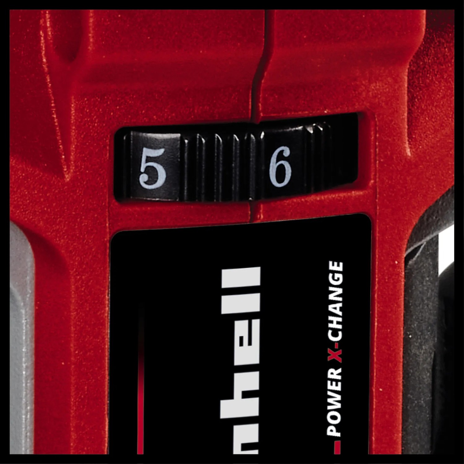 Detailaufnahme: Drehzahlregler (5/6) der Einhell Akku-Oberfräse TP-RO 18 Li BL.