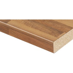 Detailaufnahme: Kaindl Arbeitsplatte Nussbaum Butcherblock, 60 cm breit, abgerundete Kante.