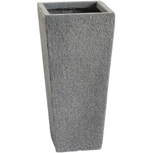 Anthrazitfarbener Pflanztopf (18x18x38,5 cm) aus Fibreclay für Blumen und Sträucher.