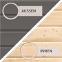 Farbmuster Karibu Stelzenhaus Benjamin: Terragrau (außen) und Naturholz (innen).