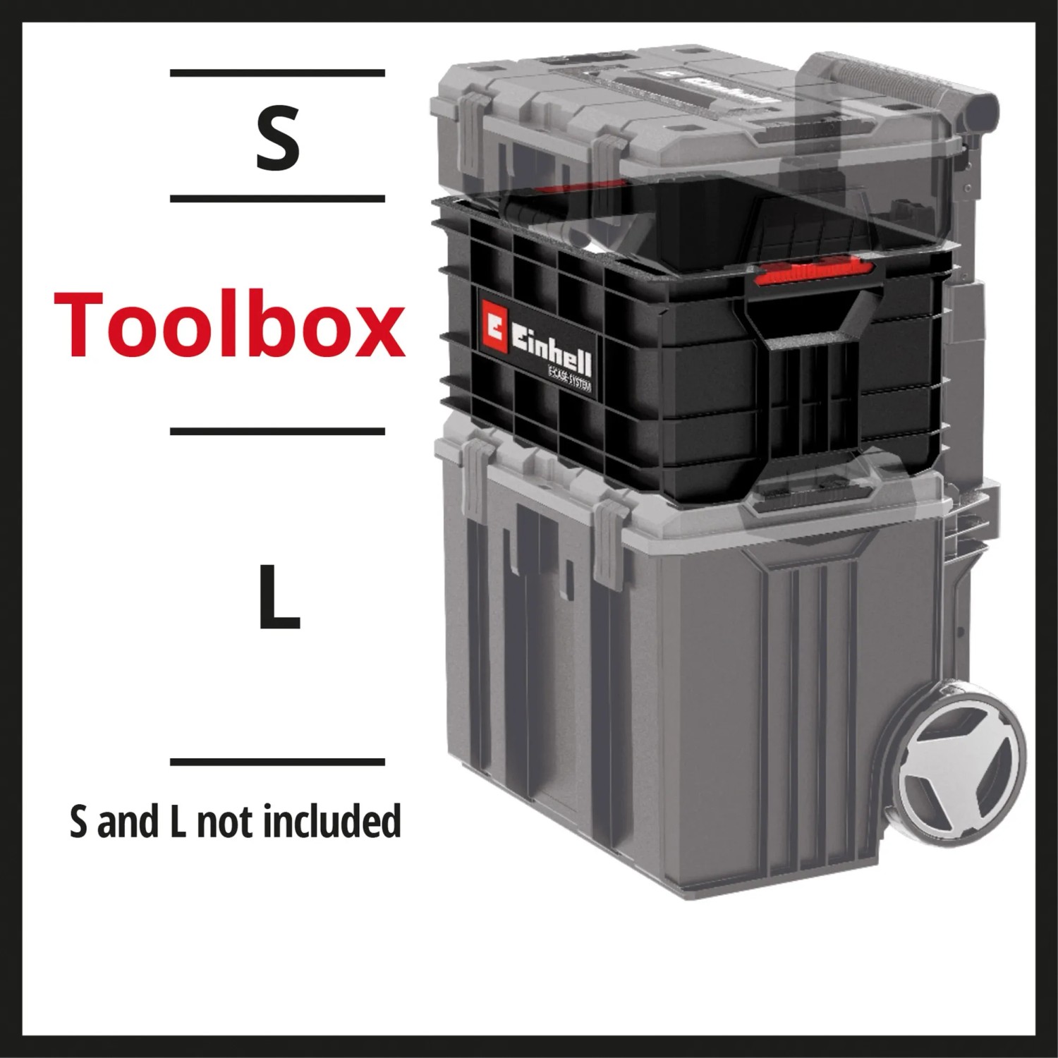 Einhell E-Case Werkzeugkiste Systemkoffer, stapelbar, robust, zur Aufbewahrung und Transport von Werkzeug.