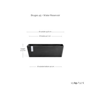 Ecopots Pflanztopf Bruges Dunkelgrau 45 cm x 17 cm