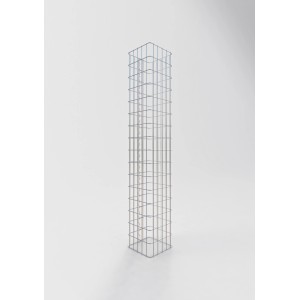 Leere, eckige Gabiona Gabionen-Säule, 27x27x160 cm, Maschenweite 5x10 cm, zur individuellen Befüllung.