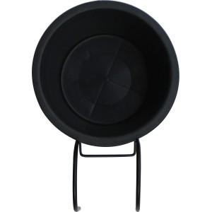 Anthrazit-beiger Hängetopf aus Polyrattan, 19x19x22 cm, mit Halterung für den Balkon.