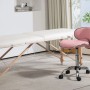 Cremeweiße HOMCOM Massageliege mit hellem Holzrahmen und weicher Polsterung für Komfort und Wellness.