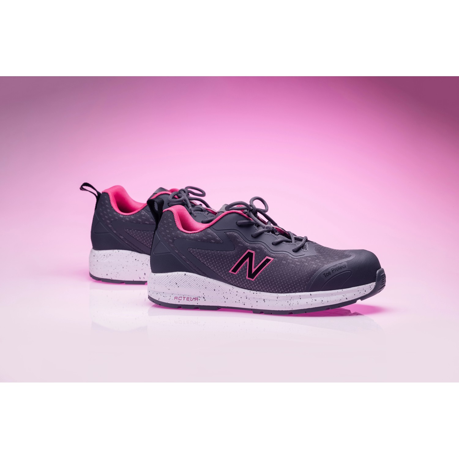 New Balance Logic Womens S1 PL Sicherheitsschuhe in Grau-Pink, Gr. 36. Arbeitsschuhe mit Zehenkappe.