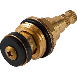 Messing Oberteil G 1/2 für Waschtisch- & Küchenarmaturen. Goldfarbenes Ersatzteil mit schwarzen Dichtungen.