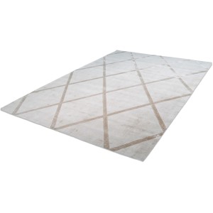Kayoom Kurzflorteppich Luxury 210, 80x150 cm, elfenbein-taupe mit geometrischem Muster.