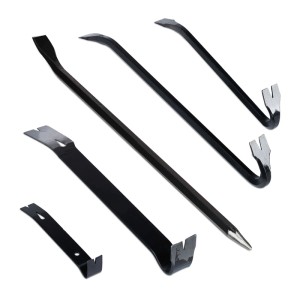 Relaxdays Brecheisen Set, 5 schwarze Stahl-Brechstangen in verschiedenen Größen für Abbruch & Nägel.