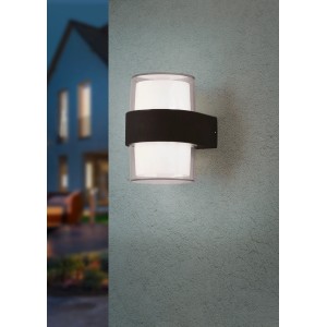 Anthrazitfarbene Reality LED-Außenwandleuchte Molina mit warmweißem Licht.