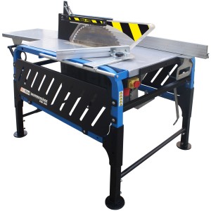 Güde Baukreissäge PBK 500: Robuste Tischkreissäge mit blauem Rahmen und Metallsägeblatt.