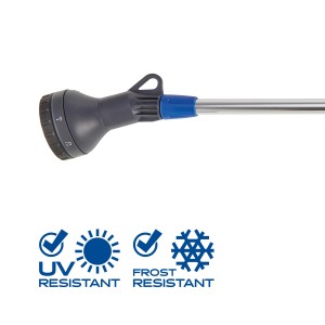 LUX Gießstab mit 5 Strahlvarianten und langem Griff für komfortable Gartenbewässerung.